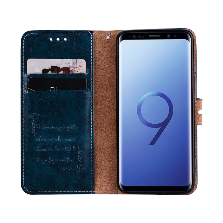 For Galaxy S9 Oil Wax Texture Horizontal Flip Leather Case with Holder & Card Slots & Wallet(Blue) - Galaxy Phone Cases by buy2fix | Online Shopping UK | buy2fix