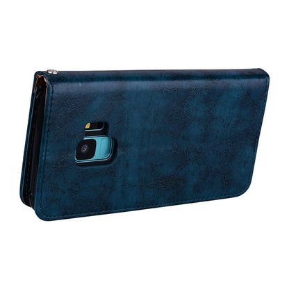 For Galaxy S9 Oil Wax Texture Horizontal Flip Leather Case with Holder & Card Slots & Wallet(Blue) - Galaxy Phone Cases by buy2fix | Online Shopping UK | buy2fix