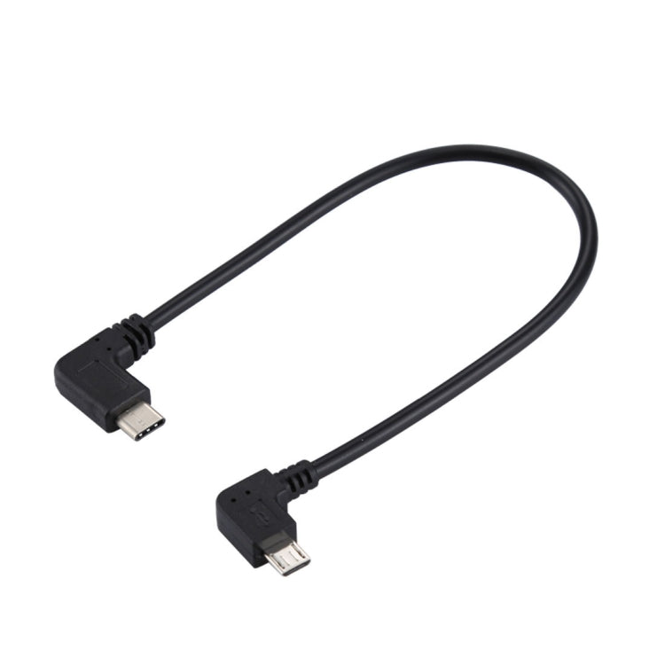 USB-C / Type-C Male Elbow to Micro USB Male Elbow Adapter Cable, Total Length: about 25cm, For Samsung, Huawei, Xiaomi, HTC, Meizu, Sony and other Smartphones - USB-C & Type-C Cable by buy2fix | Online Shopping UK | buy2fix