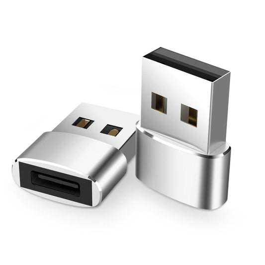 2 PCS USB-C / Type-C Female to USB 2.0 Male Adapter, Support Charging & Transmission(Silver) - Type-C Adapter by buy2fix | Online Shopping UK | buy2fix