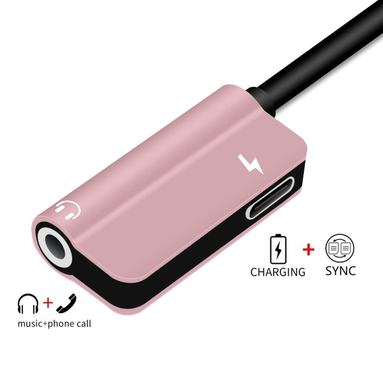 ENKAY Hat-ptince Type-C to Type-C&3.5mm Jack Charge Audio Adapter Cable, For Galaxy, HTC, Google, LG, Sony, Huawei, Xiaomi, Lenovo and Other Android Phone(Rose Gold) - Audio Adapter by ENKAY | Online Shopping UK | buy2fix