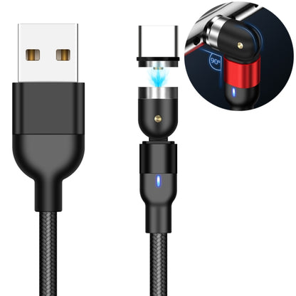 1m 2A Output USB to USB-C / Type-C Nylon Braided Rotate Magnetic Charging Cable(Black) - Mobile Accessories by buy2fix | Online Shopping UK | buy2fix
