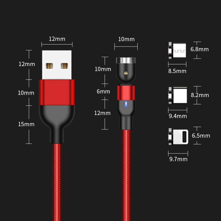 1m 2A Output USB to USB-C / Type-C Nylon Braided Rotate Magnetic Charging Cable(Red) - Mobile Accessories by buy2fix | Online Shopping UK | buy2fix