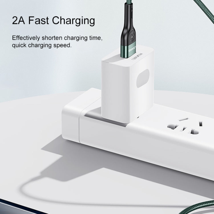 USAMS US-SJ449 U55 2A Type-C / USB-C Aluminum Alloy Weave Charging Cable, Length:1m (Green) - USB-C & Type-C Cable by USAMS | Online Shopping UK | buy2fix