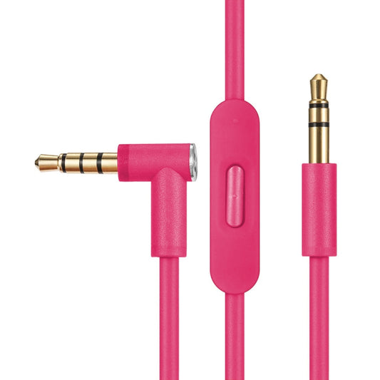 ZS0087 3.5mm Male to Male Earphone Cable with Mic & Wire-controlled, Cable Length: 1.4m(Rose Red) - Headset Accessories by buy2fix | Online Shopping UK | buy2fix