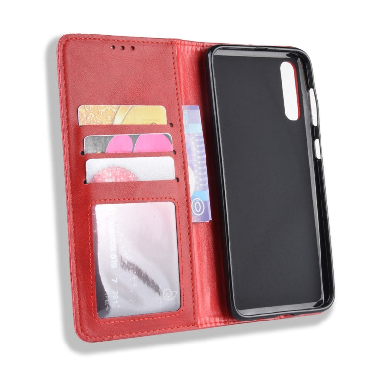 Magnetic Buckle Retro Crazy Horse Texture Horizontal Flip Leather Case for Galaxy A70, with Holder & Card Slots & Photo Frame(Red) - Samsung Accessories by buy2fix | Online Shopping UK | buy2fix