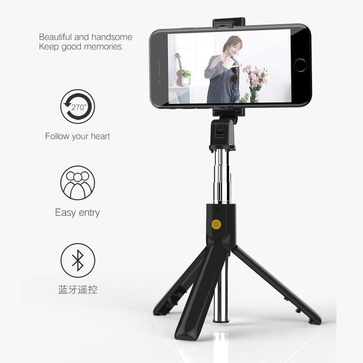 K07 Bluetooth 4.0 Mobile Phone Adjustable Bluetooth Selfie Stick Self-timer Pole Tripod (White) - Consumer Electronics by buy2fix | Online Shopping UK | buy2fix