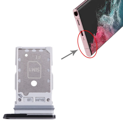 For Samsung Galaxy S22 Ultra 5G SM-S908B Original SIM Card Tray + SIM Card Tray (Jet Black) - Card Socket by buy2fix | Online Shopping UK | buy2fix