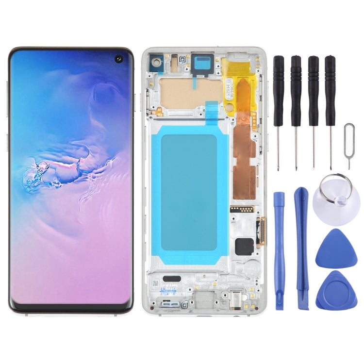 TFT LCD Screen For Samsung Galaxy S10 SM-G973 Digitizer Full Assembly with Frame,Not Supporting Fingerprint Identification(Silver) - Repair & Spare Parts by buy2fix | Online Shopping UK | buy2fix