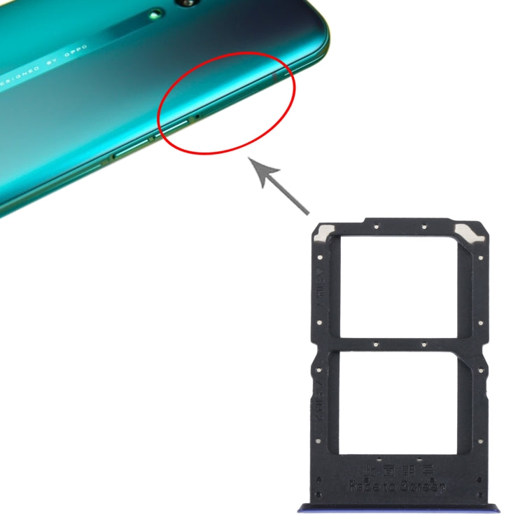 For OPPO Reno SIM Card Tray + SIM / Micro SD Card Tray (Blue) - Card Socket by buy2fix | Online Shopping UK | buy2fix