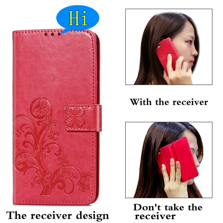 For Xiaomi Redmi 9A Four-leaf Clasp Embossed Buckle Horizontal Flip TPU + PU Leather Case with Lanyard & Card Slot & Wallet & Holder(Magenta) - Xiaomi Cases by buy2fix | Online Shopping UK | buy2fix