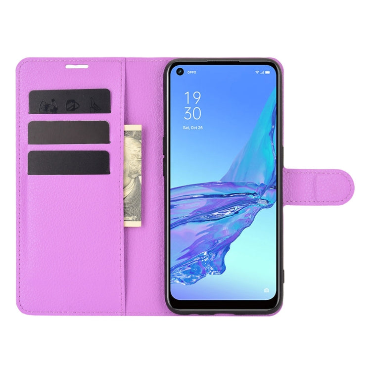 For OPPO A53 2020/OPPO A32 2020 Litchi Texture Horizontal Flip Protective Case with Holder & Card Slots & Wallet(Purple) - OPPO & vivo Accessories by buy2fix | Online Shopping UK | buy2fix