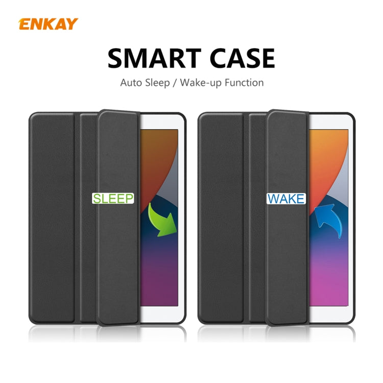 For iPad 10.2 2021 / 2020 / 2019 ENKAY ENK-8016 PU Leather + TPU Smart Case with Pen Slot(Black) - iPad 10.2 Cases by ENKAY | Online Shopping UK | buy2fix