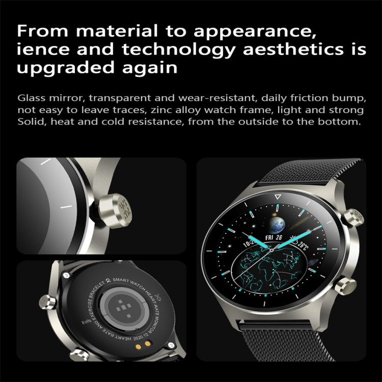 E13 1.28 inch IPS Color Screen Smart Watch, IP68 Waterproof, Steel Watchband, Support Heart Rate Monitoring/Blood Pressure Monitoring/Blood Oxygen Monitoring/Sleep Monitoring(Black) - Smart Wear by buy2fix | Online Shopping UK | buy2fix