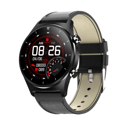 E13 1.28 inch IPS Color Screen Smart Watch, IP68 Waterproof, Leather Watchband, Support Heart Rate Monitoring/Blood Pressure Monitoring/Blood Oxygen Monitoring/Sleep Monitoring(Black) - Smart Wear by buy2fix | Online Shopping UK | buy2fix