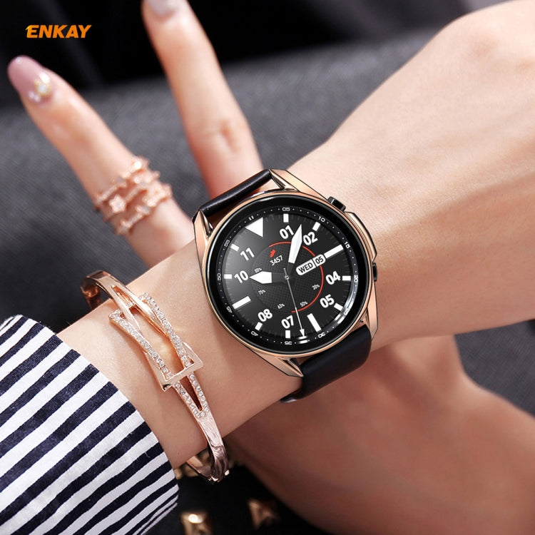 For Samsung Galaxy Watch 3 45mm 2 in 1 ENKAY Hat-Prince Electroplate Soft TPU Case + 0.2mm 9H 2.15D Curved Edge Tempered Glass Film(Rose Gold) - Watch Cases by ENKAY | Online Shopping UK | buy2fix