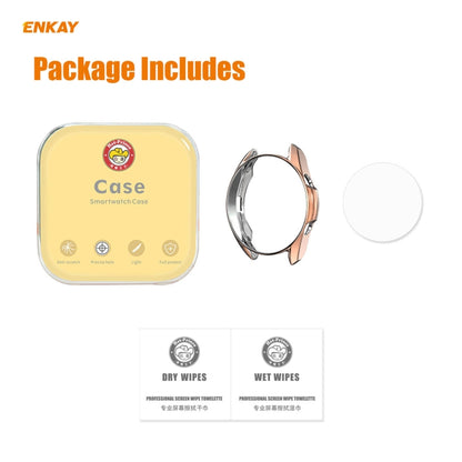 For Samsung Galaxy Watch 3 45mm 2 in 1 ENKAY Hat-Prince Electroplate Soft TPU Case + 0.2mm 9H 2.15D Curved Edge Tempered Glass Film(Rose Gold) - Watch Cases by ENKAY | Online Shopping UK | buy2fix