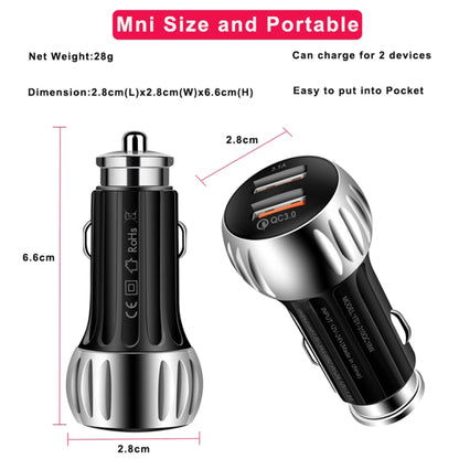 YSY-310QC18W QC3.0 Dual Port USB Car Charger + 3A USB to Micro USB Data Cable, Cable Length: 1m(White) - In Car by buy2fix | Online Shopping UK | buy2fix