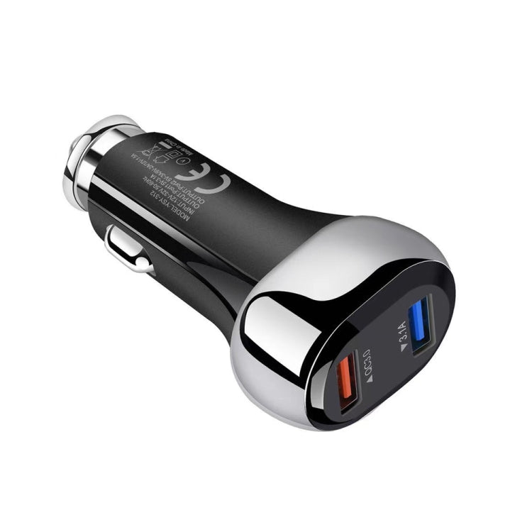 YSY-312 18W Portable QC3.0 Dual USB Mobile Phones and Tablet PCs Universal Car Charger(White) - Car Charger by buy2fix | Online Shopping UK | buy2fix