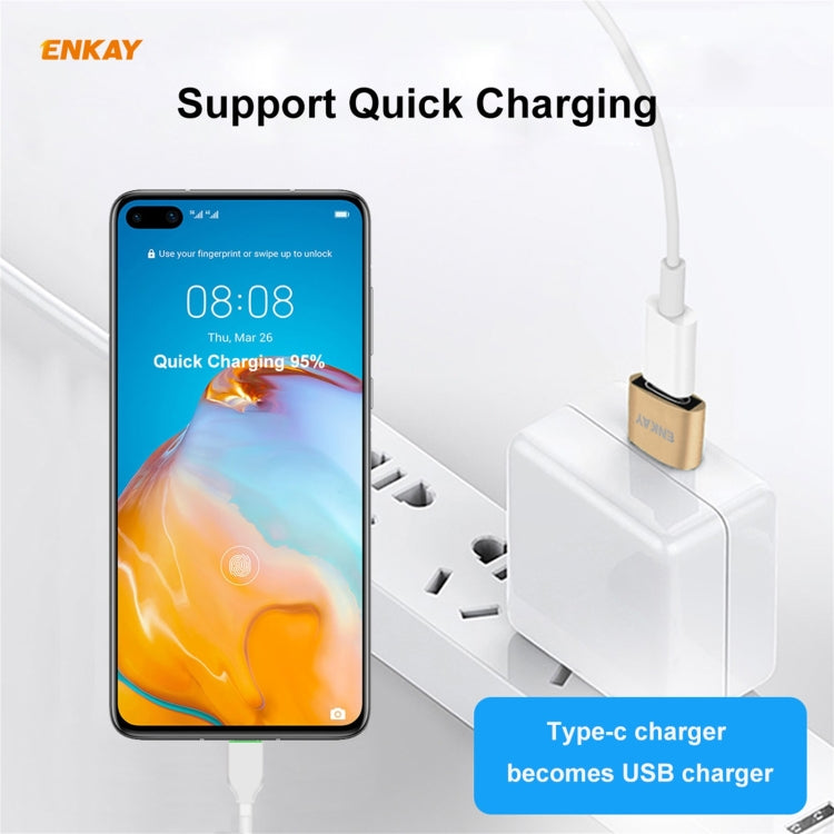 ENKAY ENK-AT105 USB Male to USB-C / Type-C Female Aluminium Alloy Adapter Converter, Support Quick Charging & Data Transmission(Black) - Mobile Accessories by ENKAY | Online Shopping UK | buy2fix