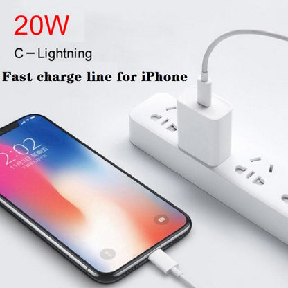 PD 20W Single USB-C / Type-C Port Travel Charger + 3A PD3.0 USB-C / Type-C to 8 Pin Fast Charge Data Cable Set, US Plug 2m - USB Charger by buy2fix | Online Shopping UK | buy2fix