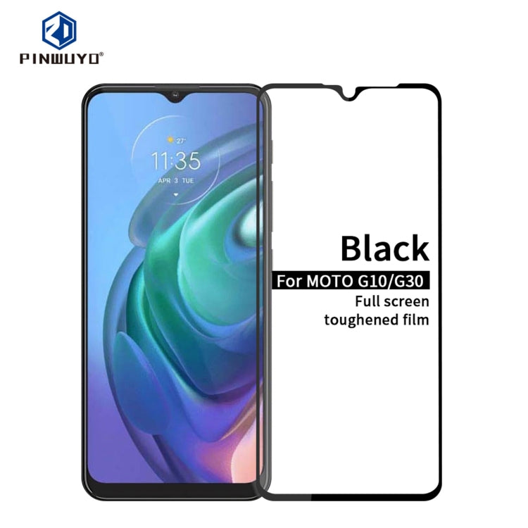 For Motorola Moto G10 / G30 PINWUYO 9H 2.5D Full Screen Tempered Glass Film(Black) - Motorola Tempered Glass by PINWUYO | Online Shopping UK | buy2fix