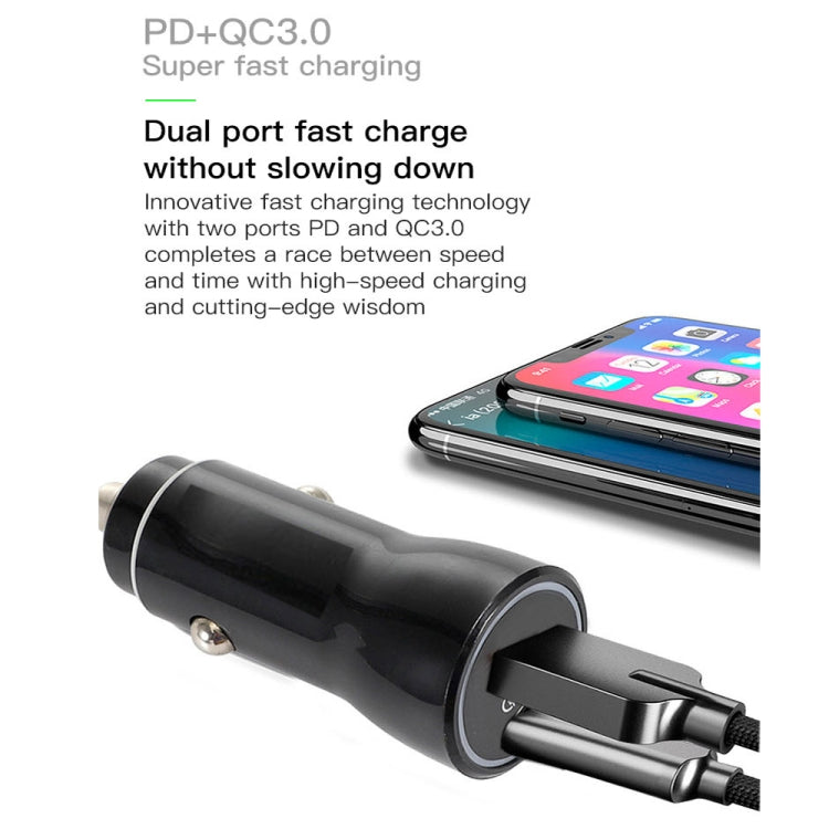 P21 Portable PD 20W + QC3.0 18W Dual Ports Fast Car Charger with USB to Micro USB Cable Kit(Black) - Car Charger by buy2fix | Online Shopping UK | buy2fix