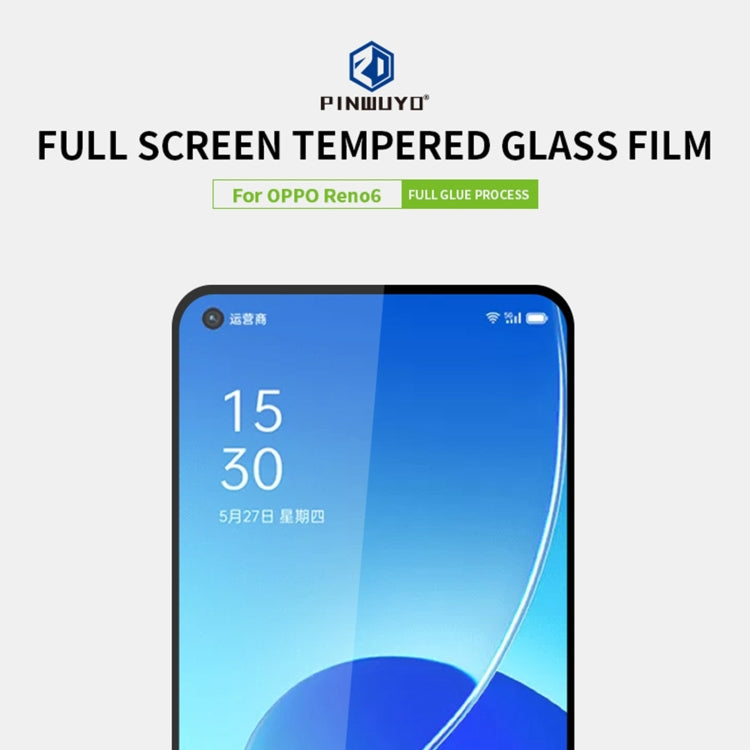 For OPPO Reno6 PINWUYO 9H 2.5D Full Screen Tempered Glass Film(Black) - OPPO Tempered Glass by PINWUYO | Online Shopping UK | buy2fix