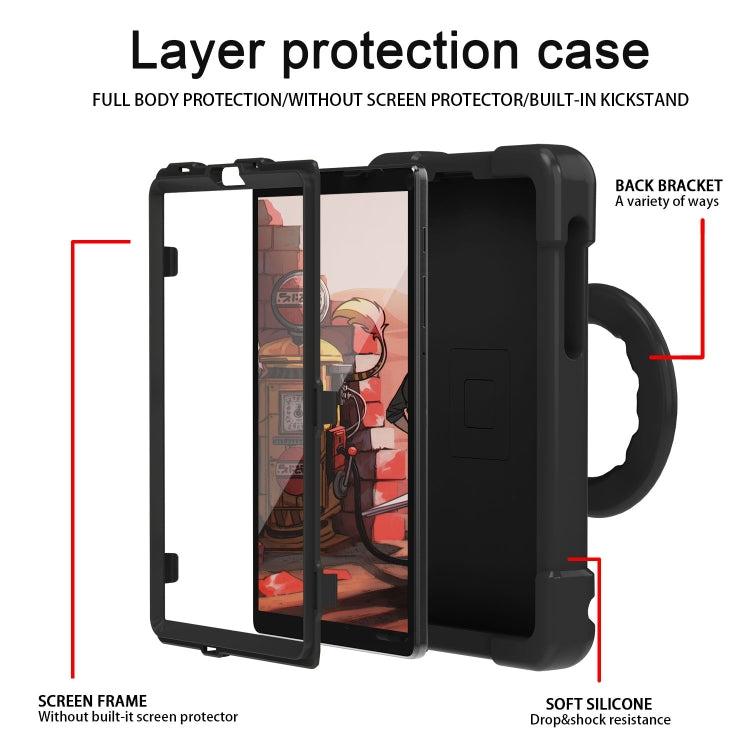 For Galaxy Tab A7 Lite T220/T225 PC + Silicone Shockproof Combination Case with 360 Degree Rotating Holder & Handle(Black+Black) - Tab A7 Lite T220 / T225 by buy2fix | Online Shopping UK | buy2fix