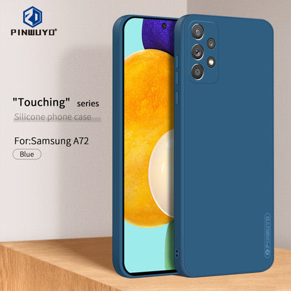 For Samsung Galaxy A72 4G/5G PINWUYO Touching Series Liquid Silicone TPU Shockproof Case(Blue) - Galaxy Phone Cases by PINWUYO | Online Shopping UK | buy2fix