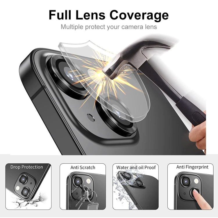 For iPhone 13 ENKAY Hat-Prince Aluminium Alloy + Tempered Glass Camera Lens Cover Film Ring(Black) - iPhone 13 Tempered Glass by ENKAY | Online Shopping UK | buy2fix