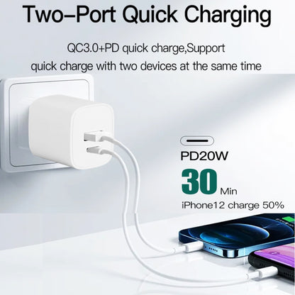 CS-20W Mini Portable PD3.0 + QC3.0 Dual Ports Fast Charger(US Plug) - USB Charger by buy2fix | Online Shopping UK | buy2fix