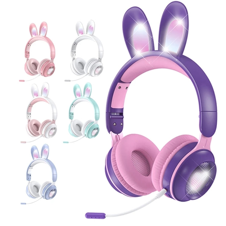 KE-01 Rabbit Ear Wireless Bluetooth 5.0 Stereo Music Foldable Headset with Mic For PC(White Pink) - Headset & Headphone by buy2fix | Online Shopping UK | buy2fix