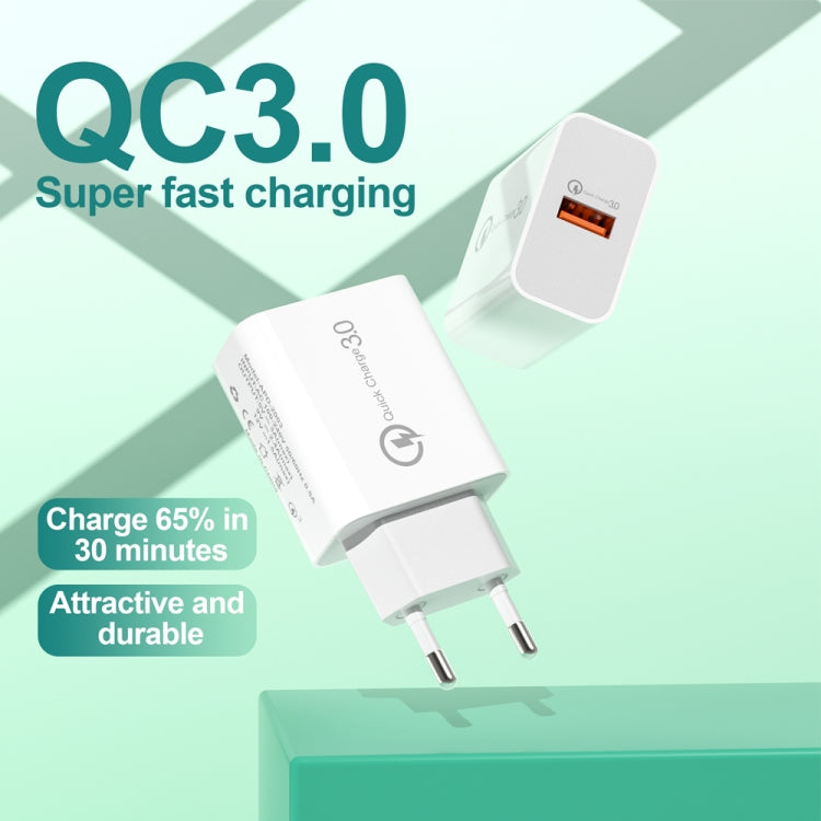 APD-2003 18W QC3.0 Single Port USB Charger with 1m USB to 8 Pin Data Cable(US Plug) - Apple Accessories by buy2fix | Online Shopping UK | buy2fix