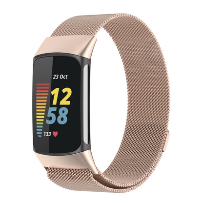 Milano Magnetic Metal Watch Band for Fitbit Charge 5(Champagne Gold) - Smart Wear by buy2fix | Online Shopping UK | buy2fix