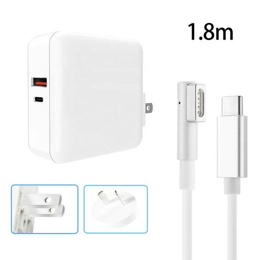 A6 PD 65W USB-C / Type-C + QC3.0 USB Laptop Adapter + 1.8m USB-C / Type-C to MagSafe 1 / L Data Cable Set for MacBook Series, US Plug + AU Plug - Cable & Adapter by buy2fix | Online Shopping UK | buy2fix