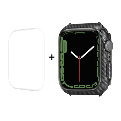 For Apple Watch Series 8 / 7 45mm ENKAY Carbon Fiber PC Case + Full Coverage PET Screen Protector - Watch Cases by ENKAY | Online Shopping UK | buy2fix