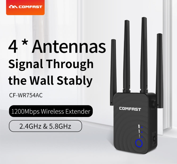 Comfast WiFi Range Extender 1200Mbps Mini WiFi Repeater 2.4GHz/5.8GHz Dual Band - Broadband Amplifiers by COMFAST | Online Shopping UK | buy2fix