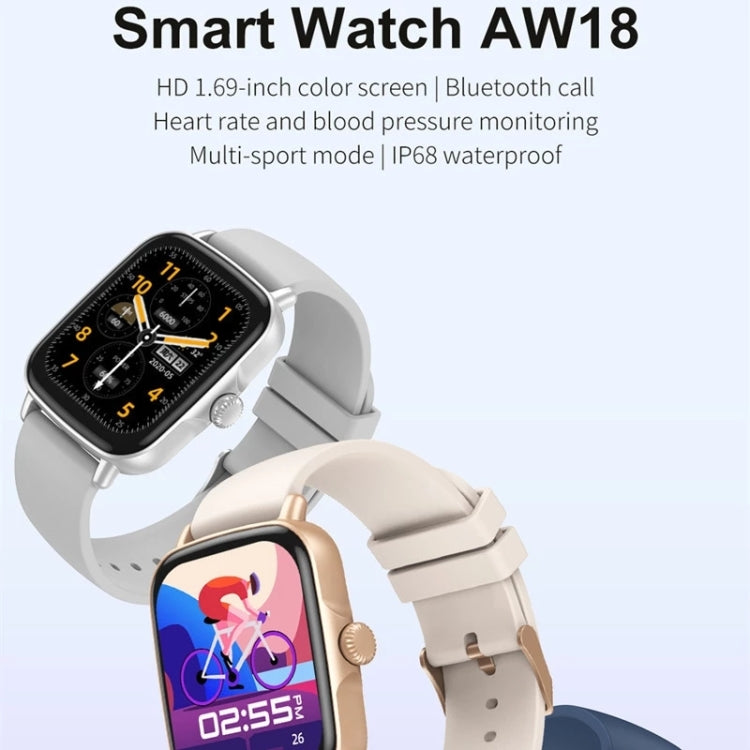 AW18 1.69inch Color Screen Smart Watch, Support Bluetooth Call / Heart Rate Monitoring(Black) - Smart Wear by buy2fix | Online Shopping UK | buy2fix