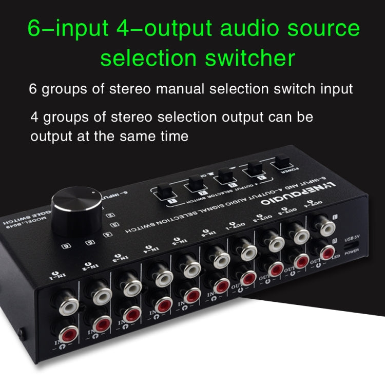 6 In 4 Out RCA Audio Switcher Signal Selector Distribute Device Switch Control - Consumer Electronics by buy2fix | Online Shopping UK | buy2fix