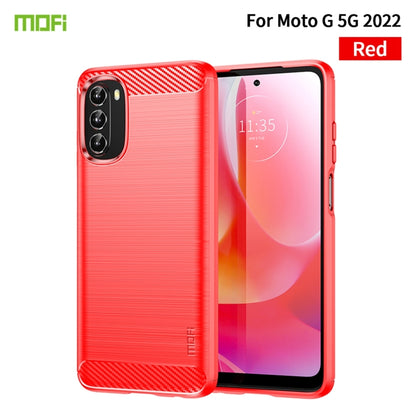 For Motorola Moto G 5G 2022 MOFI Gentleness Series Brushed Texture Carbon Fiber TPU Phone Case(Red) - Motorola Cases by MOFI | Online Shopping UK | buy2fix