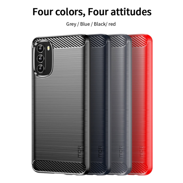 For Motorola Moto G 5G 2022 MOFI Gentleness Series Brushed Texture Carbon Fiber TPU Phone Case(Red) - Motorola Cases by MOFI | Online Shopping UK | buy2fix