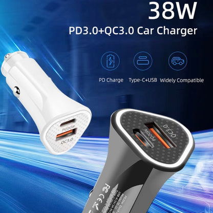 TE-P23 38W PD 20W USB-C / Type-C + QC3. 0 USB Triangle Car Charger + USB to USB-C / Type-C Data Cable, Length: 1m(Black) - Car Charger by buy2fix | Online Shopping UK | buy2fix