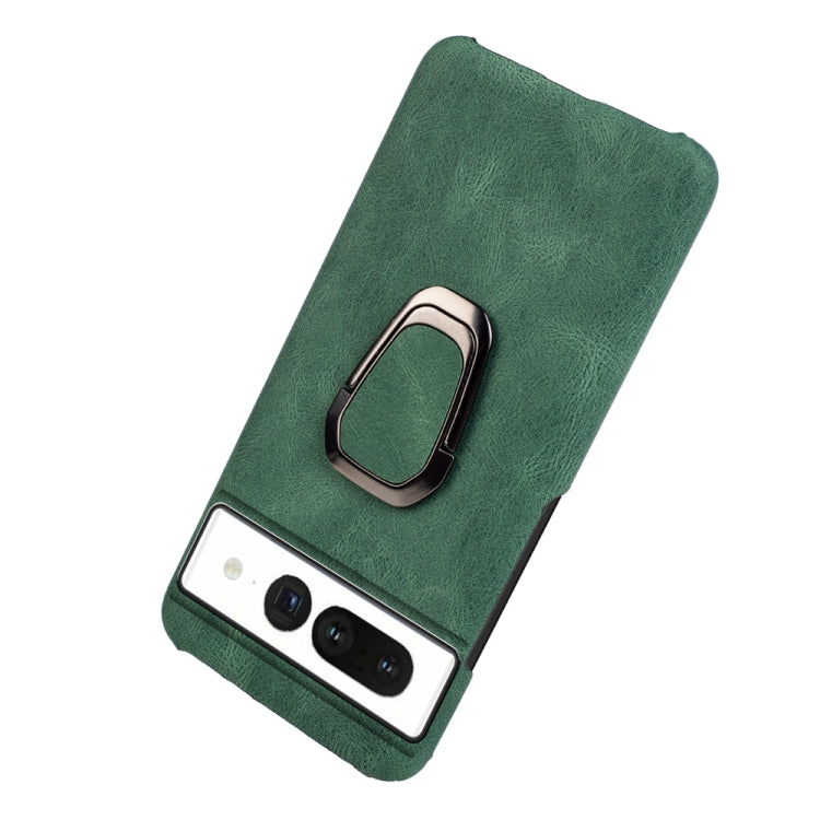 For Google Pixel 7 Ring Holder PU Phone Case(Dark Green) - Google Cases by buy2fix | Online Shopping UK | buy2fix