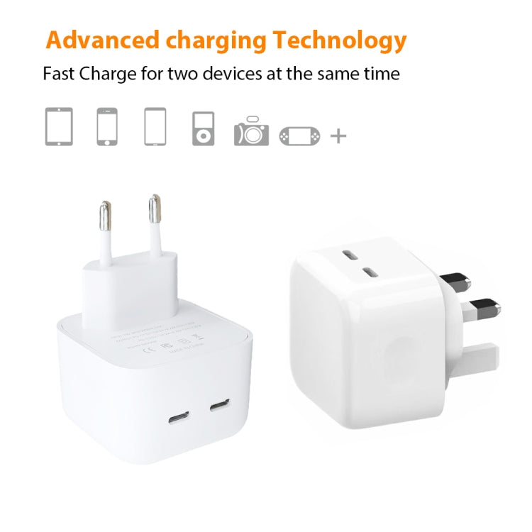 SDC-40W Dual PD USB-C / Type-C Ports Charger with 2m Type-C to 8 Pin Data Cable, EU Plug - Apple Accessories by buy2fix | Online Shopping UK | buy2fix