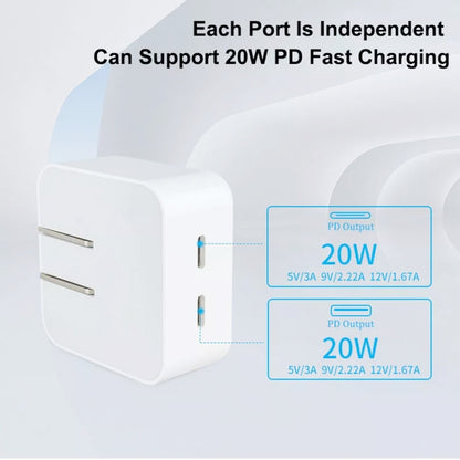 SDC-40W Dual PD USB-C / Type-C Ports Charger with 2m Type-C to 8 Pin Data Cable, UK Plug - Apple Accessories by buy2fix | Online Shopping UK | buy2fix