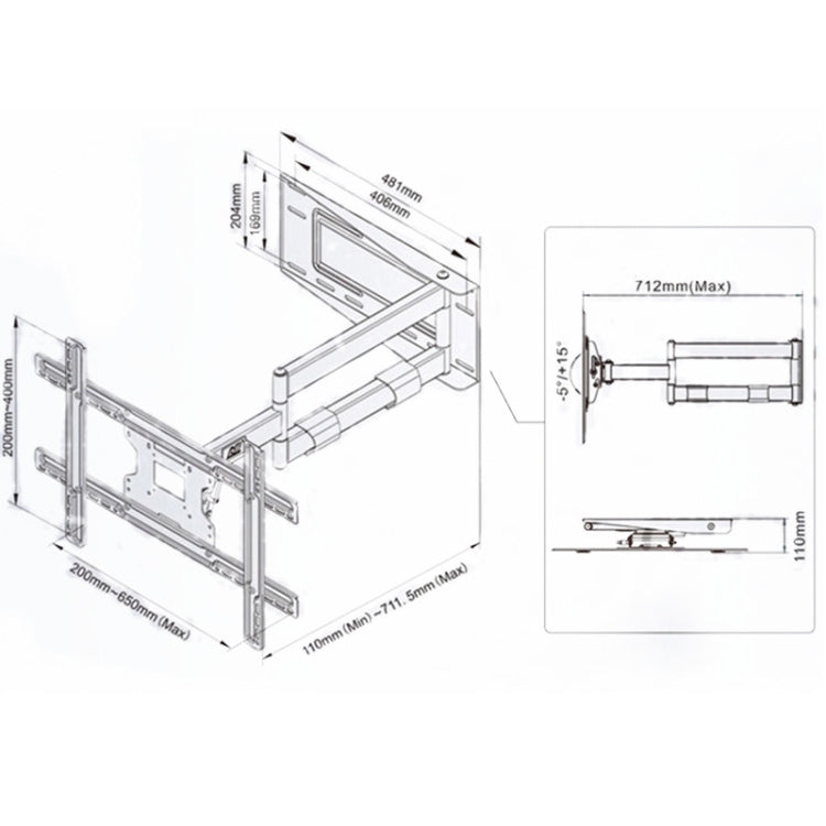 NORTH BAYOU NB SP2 Heavy Duty Arm Swivel Wall Mount  40-70 inch LED LCD TV - Consumer Electronics by buy2fix | Online Shopping UK | buy2fix