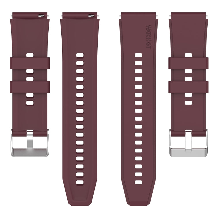 Protruding Head Silicone Strap Silver Buckle For Samsung Galaxy Watch 42mm 20mm(Wine Red) - Smart Wear by buy2fix | Online Shopping UK | buy2fix