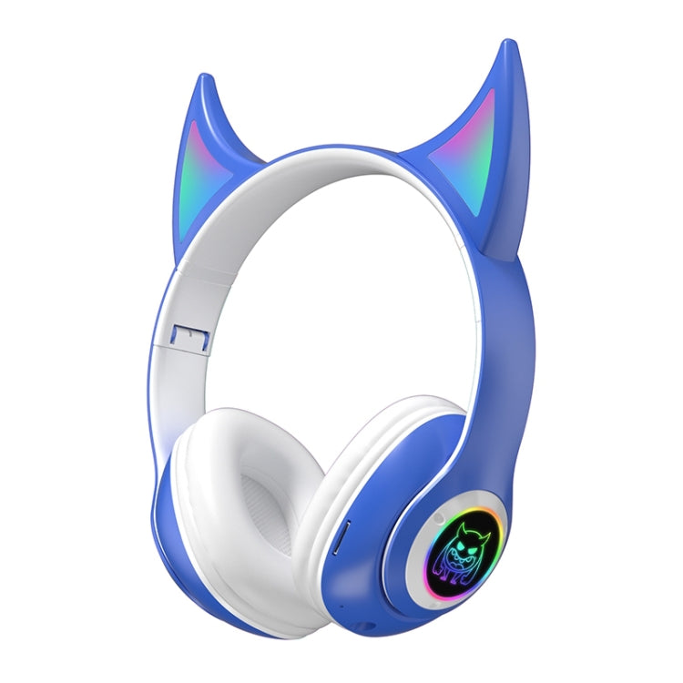 STN25 Devil Ear RGB Light Wireless Music Headset For Children with Mic(Blue) - Apple Accessories by buy2fix | Online Shopping UK | buy2fix