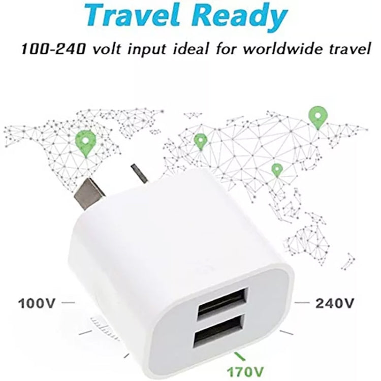 Mini Dual Port USB Charger with USB to 8 Pin Data Cable, AU Plug - USB Charger by buy2fix | Online Shopping UK | buy2fix